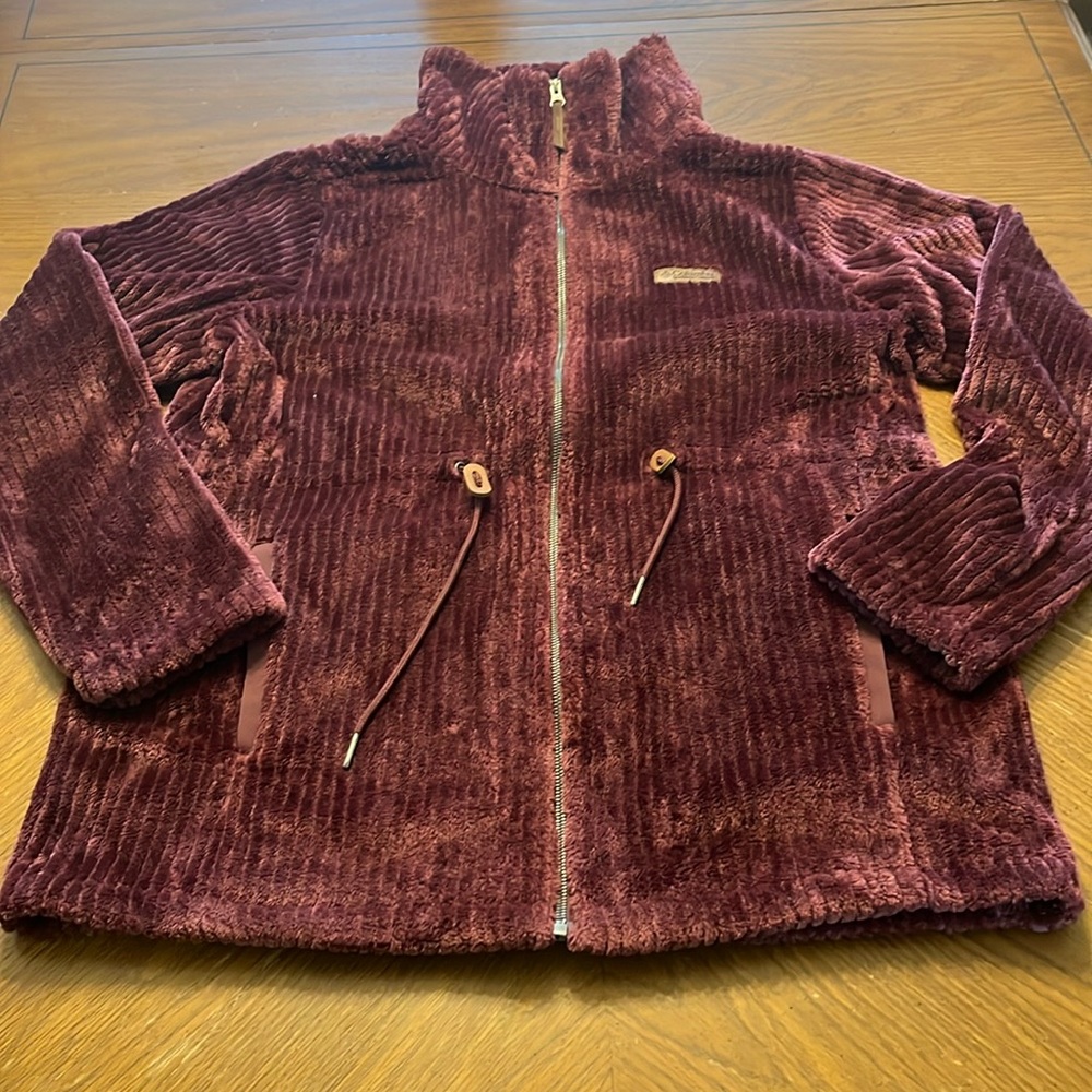 Columbia sportswear textured fleece drawstring waist magenta jacket size XL